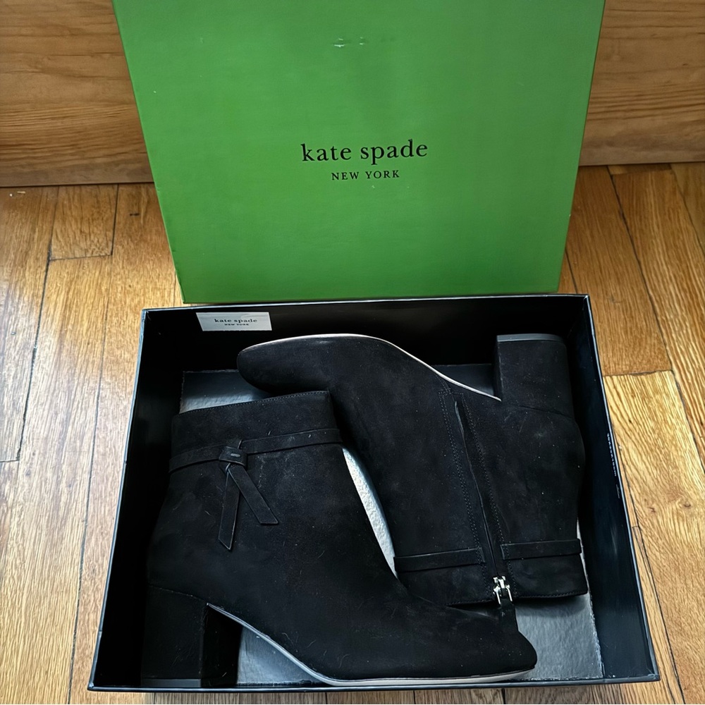 Kate Spade New York black Knott Suede Booties